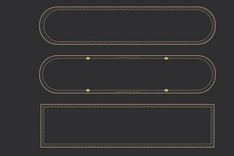 Set long frame thin line gold border shiny panel empty interface fantasy game Stockillustratie