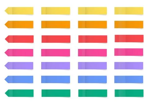 Set of long thin paper stickers. Pointed bookmarks Stock Illustration