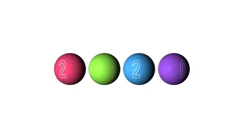 Set Looping realistic animation of the multicolored Balls and text 2020 Stock Footage 120680484