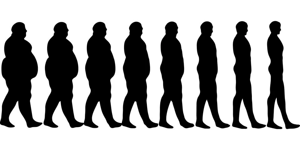 Set losing weight men Stock Illustration