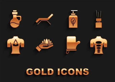 Set Lotus flower, Aroma diffuser, Massage stone therapy, Sauna mittens, wit.. 스톡 일러스트