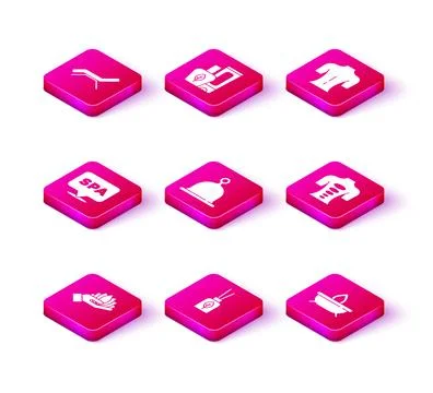 Set Lotus flower, Aroma diffuser, Spa salon, Sauna hat, candle, Massage sto.. Stock Illustration