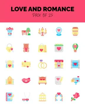 Set of Love and Romance flat icons for logo &amp; web. Vector illustration Stock Illustration
