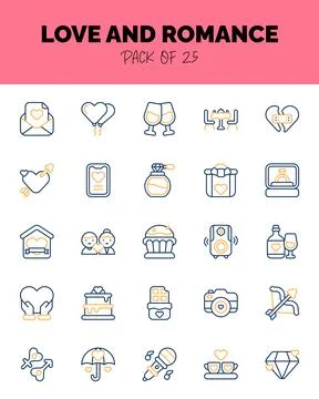 Set of Love and Romance Two Color icons for logo &amp; web. Vector illustration Stock Illustration