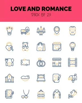 Set of Love and Romance Two Color icons for logo &amp; web. Vector illustration Stock Illustration