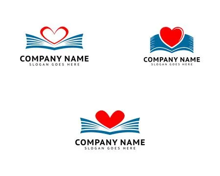 Set of Love Book Logo Template Design Vector Stock Illustration
