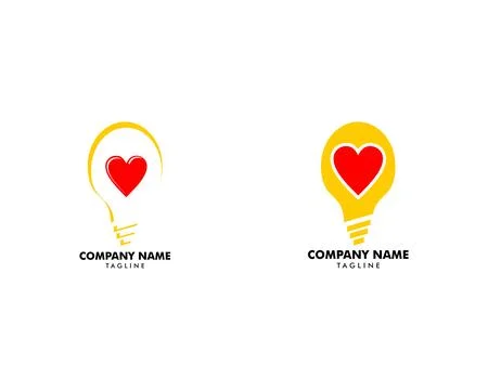 Set of Love Bulb Lamp Creative Idea Logo Template Stock Illustration