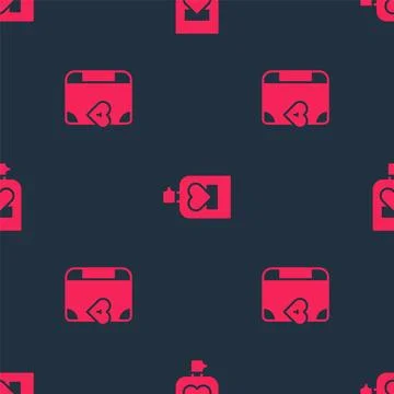 Set Love diary and Perfume on seamless pattern. Vector Illustration