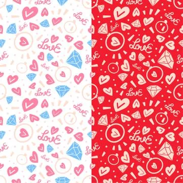Set Love doodle seamless pattern ring, great design for any purposes Illustrazione stock