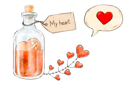 Set of love elements for Valentines day.  Stock Illustration