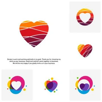 Set of Love Heart Creative logo concepts, abstract colorful icons, elements a Stockillustratie