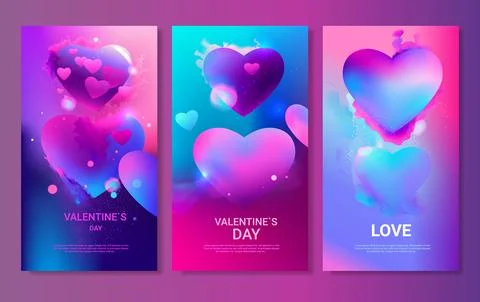 Set love hearts happy valentine day holiday celebration templates collection Stock Illustration