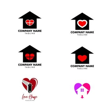Set of Love Home Icon Vector Logo Template Illustration Design Stock Illustration