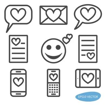 Set of love message icons Stock Illustration