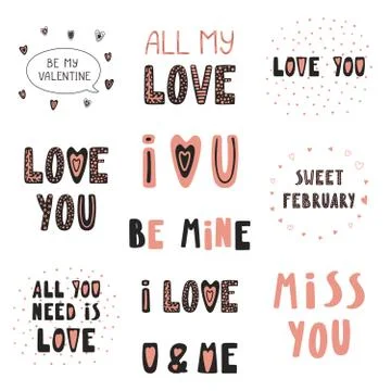 Set of love quote Illustrazione stock