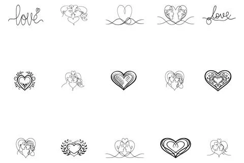 A set of love shine vector art silhouettes-1 Stock Illustration