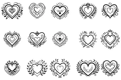 A set of love shine vector art silhouettes-2 Stock Illustration
