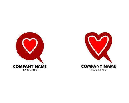 Set of Love Talk Logo Design Template Stock Illustration