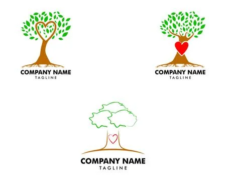 Set of Love Tree Logo Template Design Stock Illustration