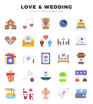 Set of Love &amp; Wedding icons. Vector Illustration. Ilustração Stock
