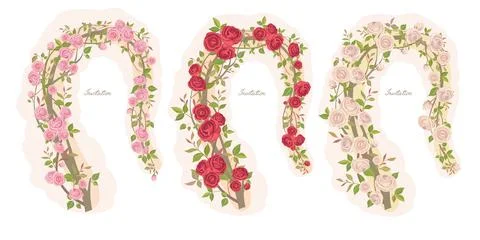 A set of lovely frames with beautiful roses Stock Illustration