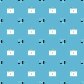 Set Low battery and Car on seamless pattern. Vector Stock Illustration