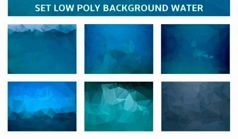 Set low poly background water Ilustración de archivo