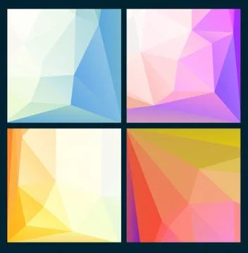 Set of low poly bright backgrounds. Vector illustration. Stock Illustration