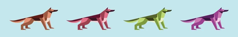 Set of low poly dogs animals cartoon icon design template with various models Stock Illustration