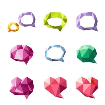 Set of low poly geometric speech bubble Stock Illustration
