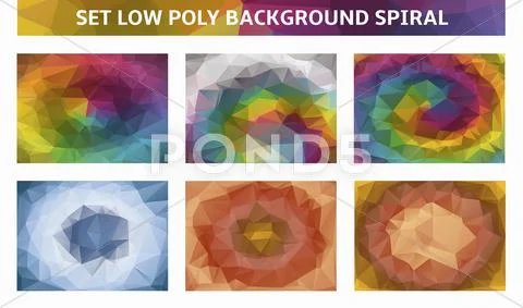 Set low poly spirals background Stockillustratie