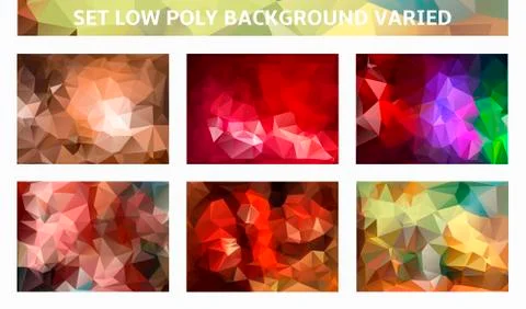 Set low poly varied background Ilustración de archivo