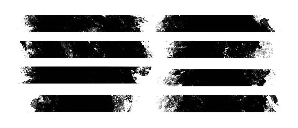 A set of lower third stroke lines created with black paint Stock Photos