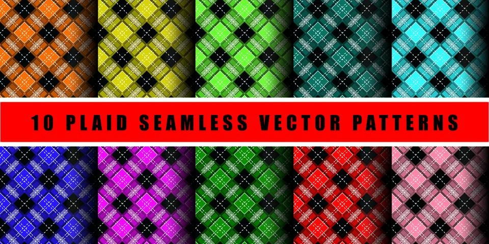 Set Lumberjack Plaid Pattern in Different Colors. Template for Clothing Fabri Stock Illustration