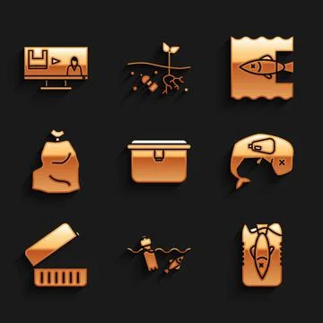 Set Lunch box, Problem pollution of the ocean, Stop plastic, Environment Stock Illustration