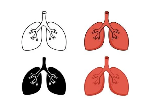 Set of lung icon, vector art Stock Illustration