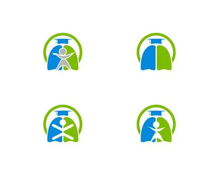 Set of Lungs Learn logo template Stock Illustration