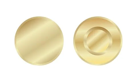 A Set of Luxurious Golden Circle Element Icons with a Polished Metallic Fin.. Stock Illustration
