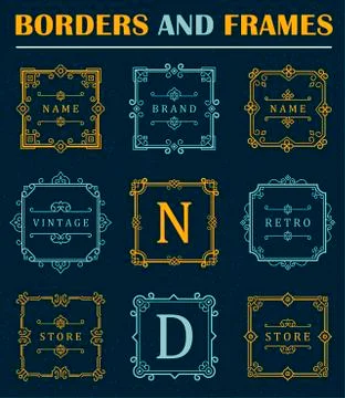 Set of Luxury Borders and Frames Illustrazione stock