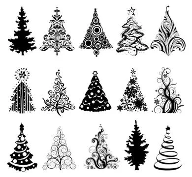 Set of Luxury Christmas Trees. Illustrazione stock