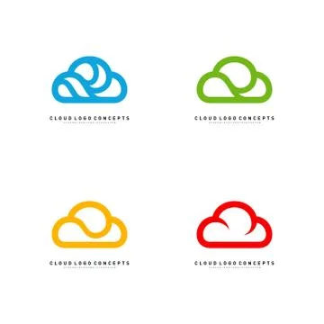 Set of Luxury Cloud Logo Design Concept Vector. Cloud Logo Template Vector Stock Illustration