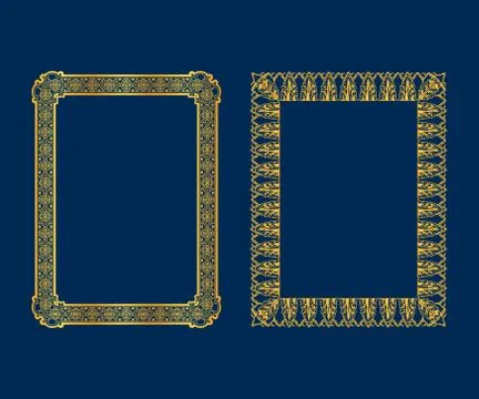 Set of luxury Decorative vintage frames and borders set,Gold photo frame Vect Illustrazione stock