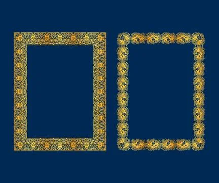 Set of luxury Decorative vintage frames and borders set,Gold photo frame Vect Illustrazione stock