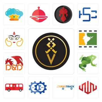 Set of luxury, equinix, fastrack, devops, bus, big frog, dungeons and dragons Free Stock Illustration