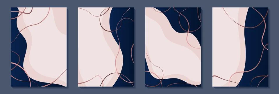 Set of Luxury frame border posters with navy geometric shapes, lines, outli.. Stock-Illustration