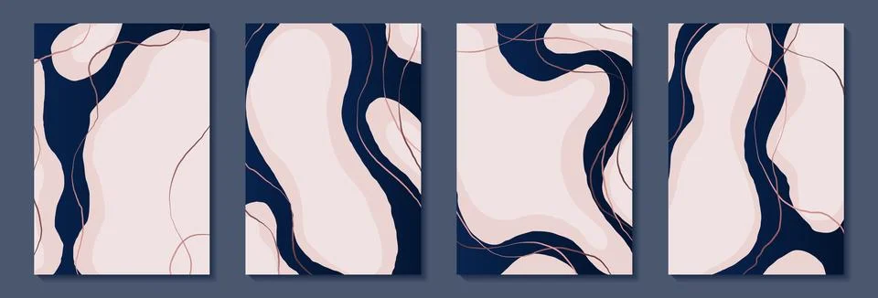 Set of Luxury frame border posters with navy geometric shapes, lines, outli.. Stock-Illustration