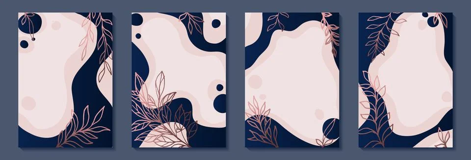 Set of Luxury frame border posters with navy geometric shapes, lines, outli.. Stock-Illustration