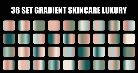 Set of luxury gradient skincare colors with elegant soft rose and green tones Stock Illustration