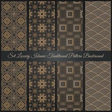 Set Luxury Islamic Traditional Pattern Backround Stock Illustration