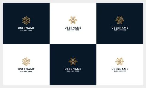 Set of luxury leaf, abstract flower or floral logo design template Stock Illustration